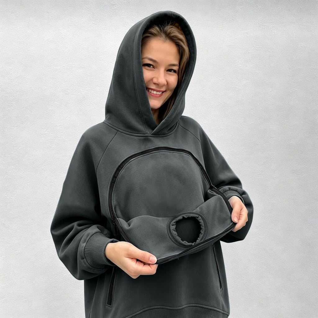 Pet Pouch Hoodie Cat Dog Carrier with Oversized Pouch Pull Pocket