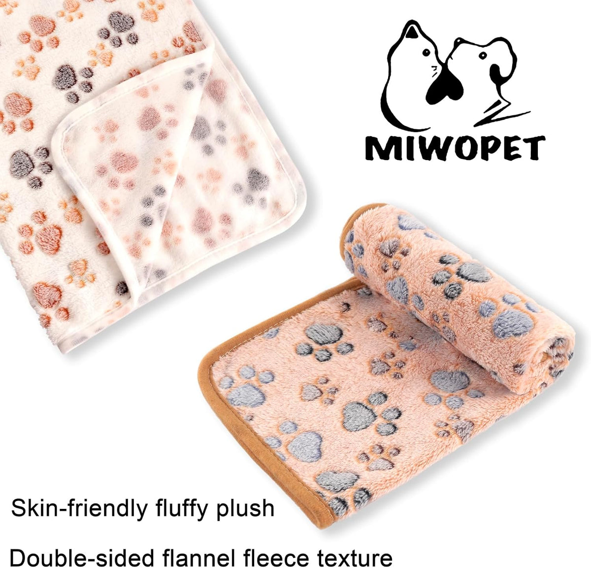 MIWOPET 3 Pack Fleece Pet Blankets Warm Bed Throw for Dogs & Cats 23x15in
