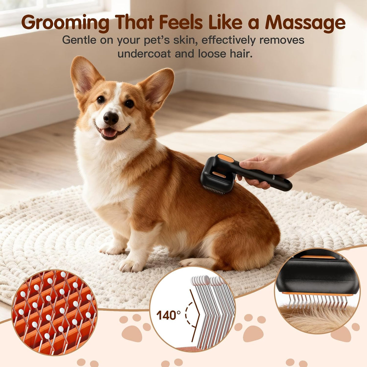 Steam Cat Brush for Shedding, Self-Cleaning Deshedding Grooming Comb
