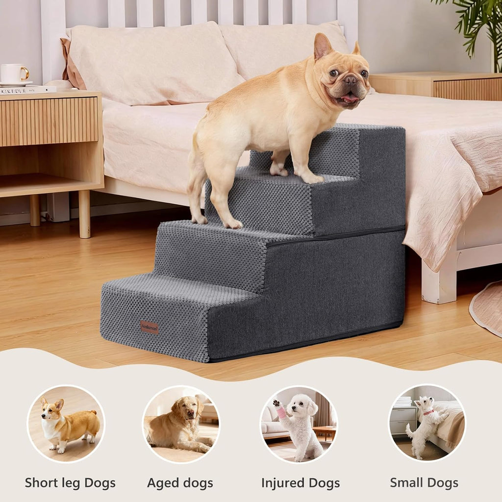 Dog Steps for Bed or Couch,4-Step Pet Stairs for Small Dogs & Cats