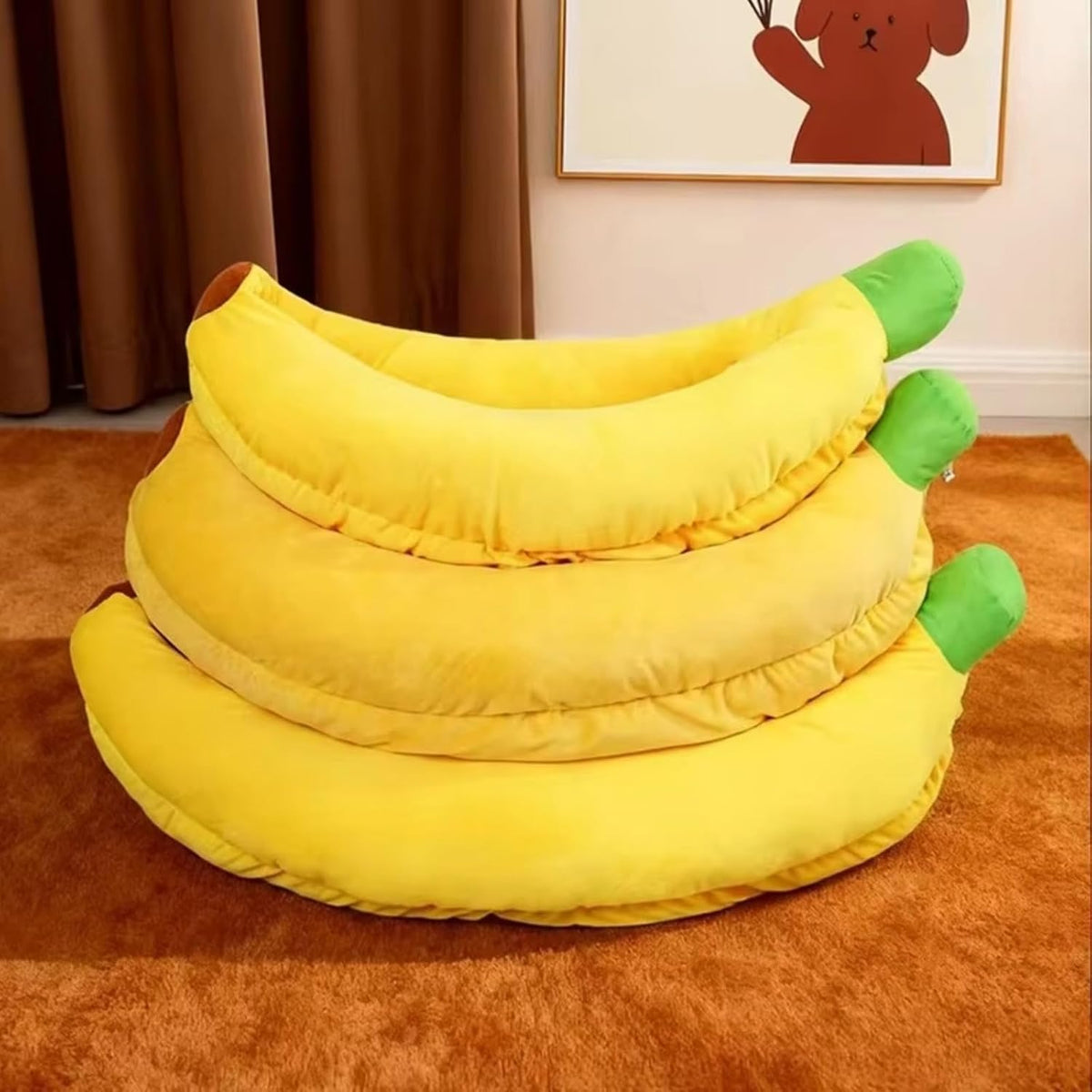 Four Seasons Warm Pet Cushion Banana Winter Dog Sofa Cat Litter Pet Supplies Kennel Removable Pet Bed (XXL)