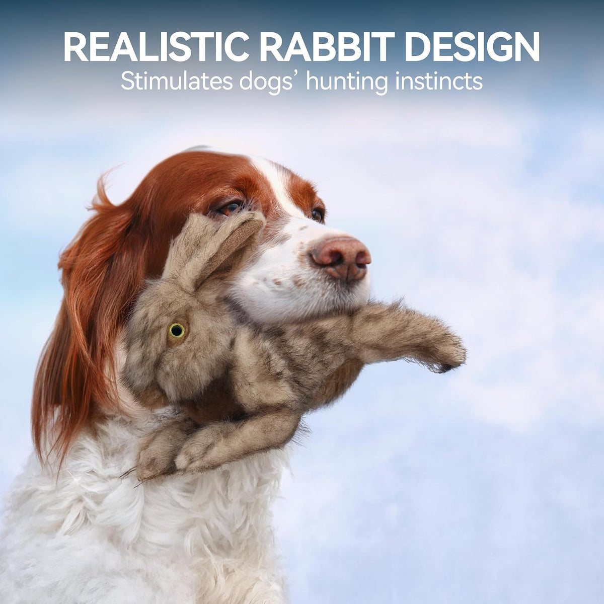 ALL FOR PAWS Rabbit Squeaky Doy Toy, Bunny Dog Toy for Medium Large Breed, Puppy Fetch Toy with Squeaker, Plush Chew Dog