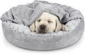 JOEJOY Small Dog Bed Cat Bed with Hooded Blanket, Cozy Cuddler Luxury Puppy Pet Bed, Donut Round Calming Anti-Anxiety Do