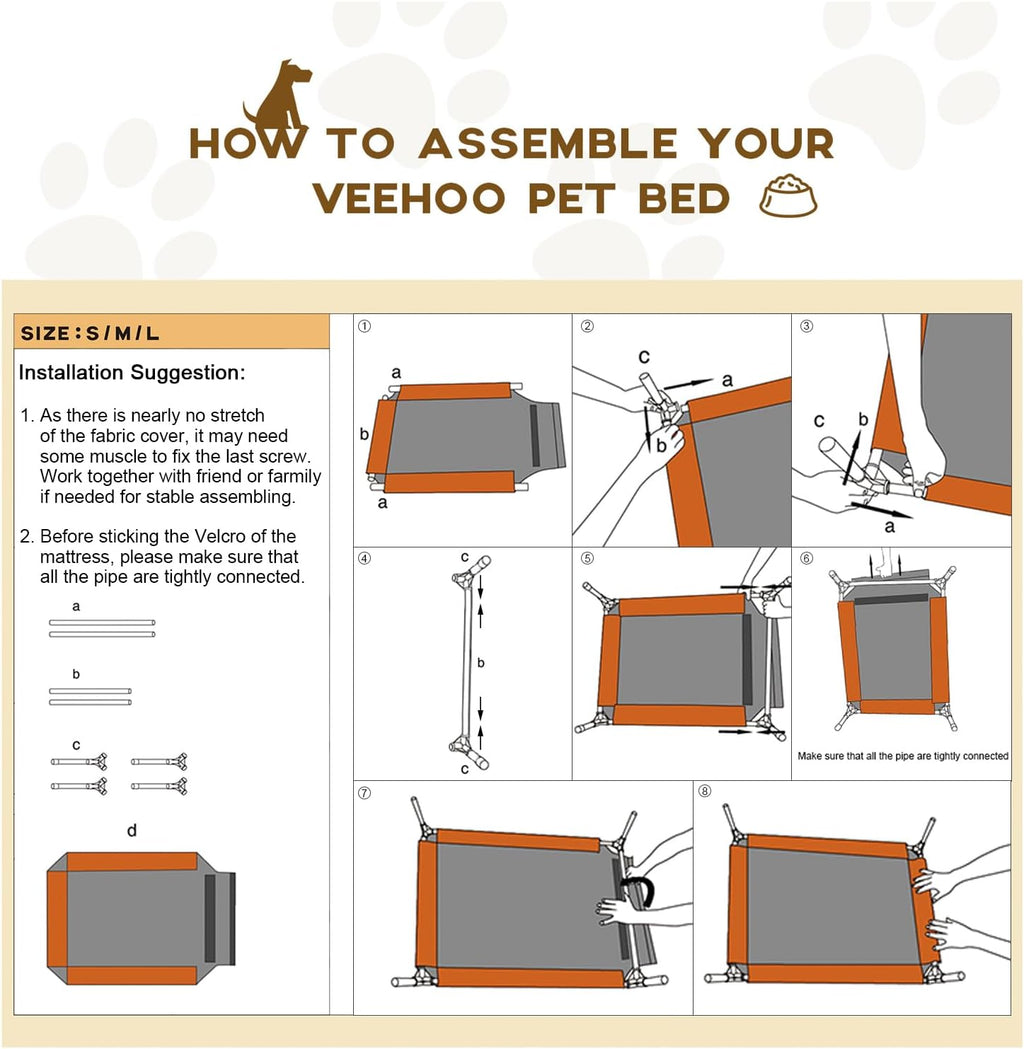 Veehoo Outdoor Elevated Dog Bed Large Sized Dogs, Cooling Raised Dog Cots