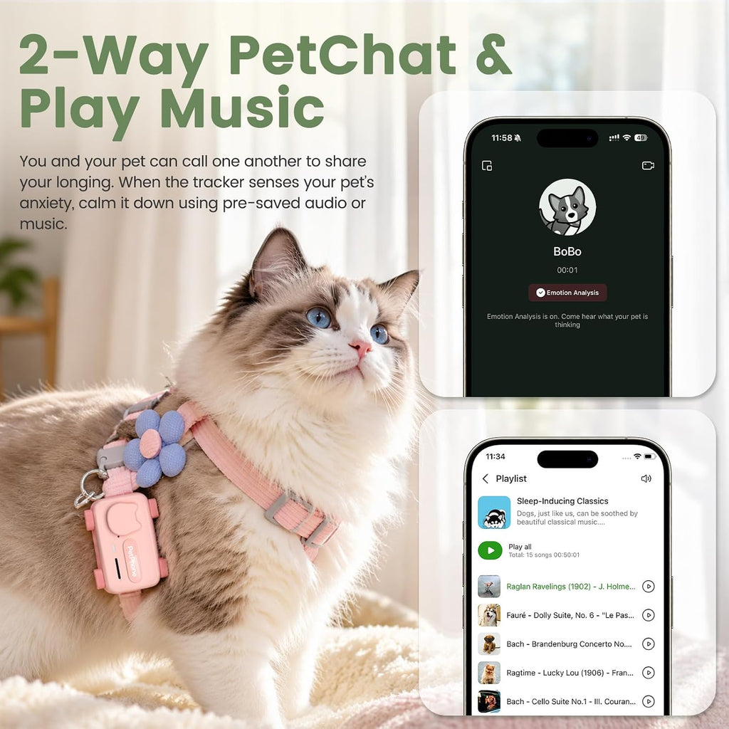 AI GPS Dog Tracker, 2-Way PetChat & Emotion Detection, Virtual Fence