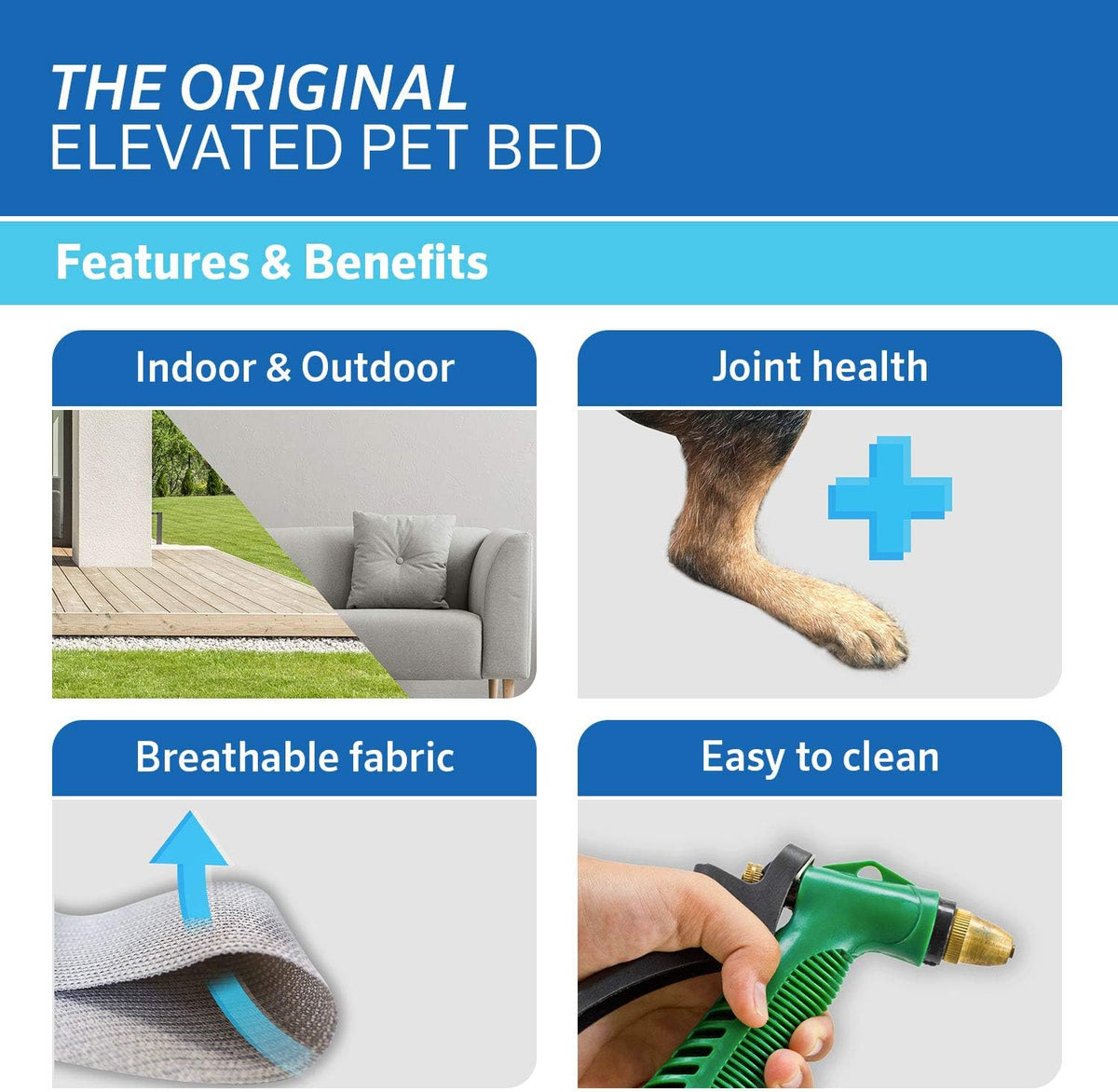 Coolaroo Original Elevated Dog Bed - Breathable Off-The-Ground Pet Bed with Cooling Fabric, Joint Relief & Moisture-Resi