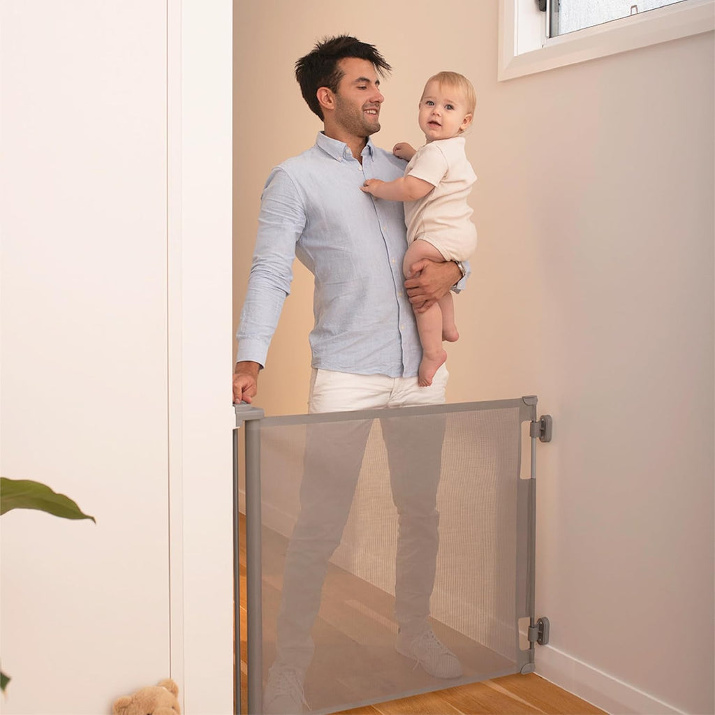 Perma Child Safety Retractable Baby Gate - Mesh Dog & Pet Gate for Stairs