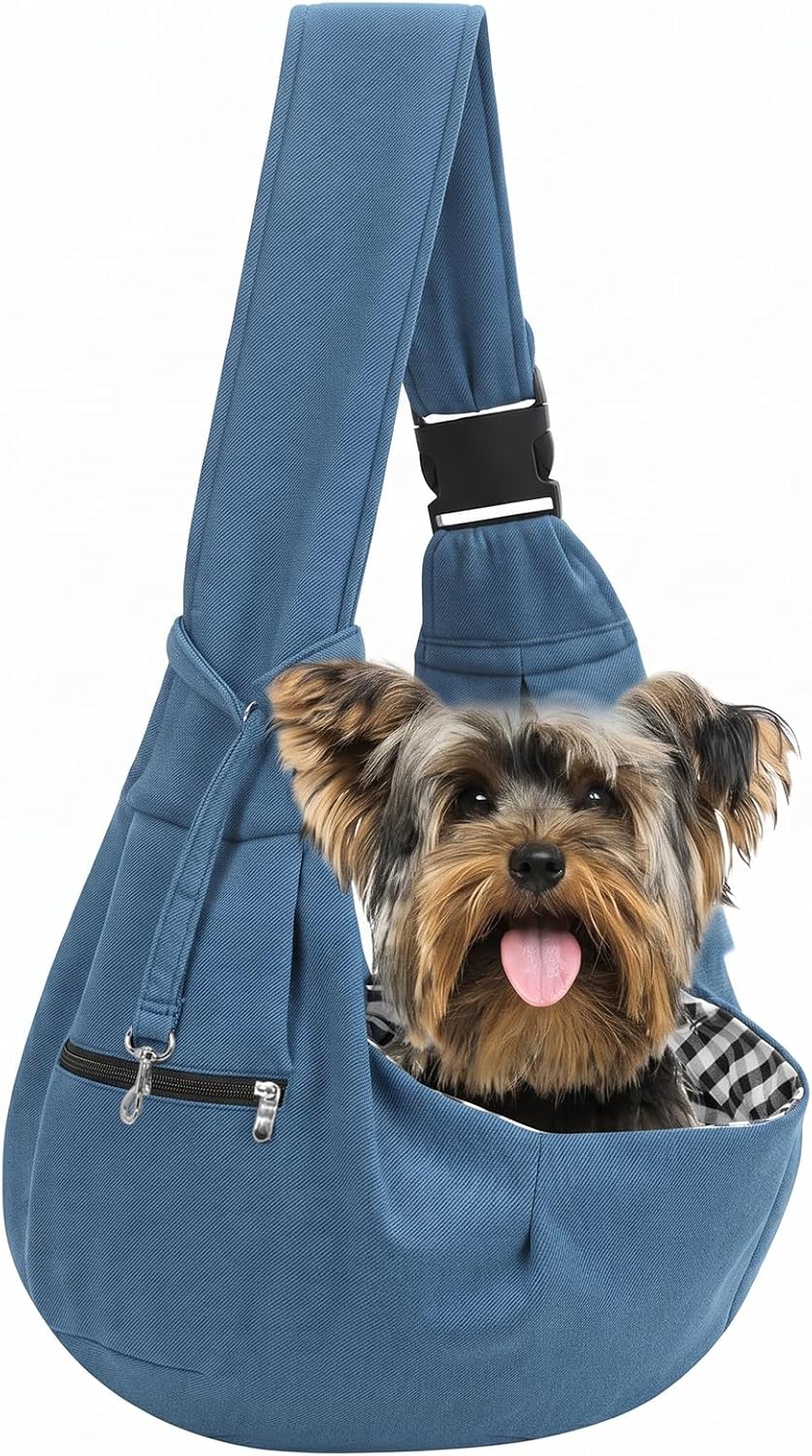 Adjustable Dog Sling Carrier with Pocket, Puppy Carrier for Small Dog & Cat