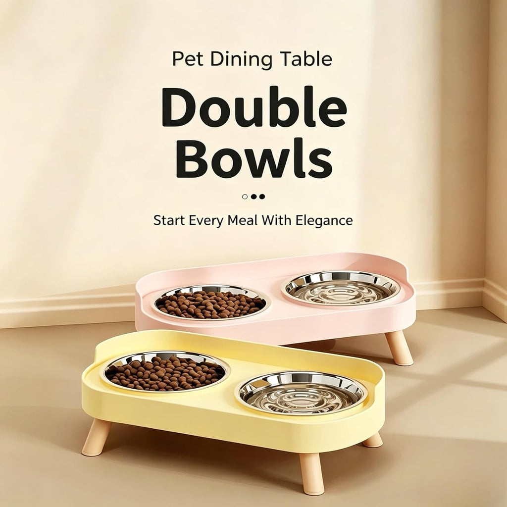 Elevated Dog Bowls with Mat for Small Dogs and Cats, Pink