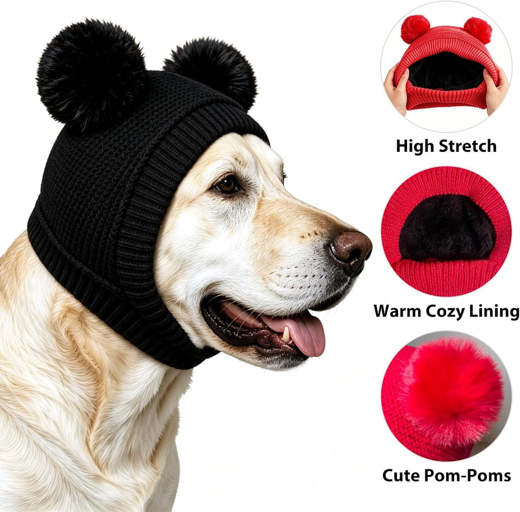 Dog Winter Knitted Hats Ear Muffs Noise Protection for Large Dogs