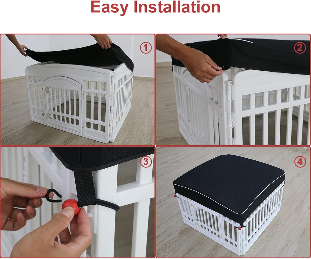 Dog Pen Cover Dog Playpen Cover for Pets,Provide Shade and Security for Indoor Outdoor Dog Pen,Pet Playpen Cover Fits 35