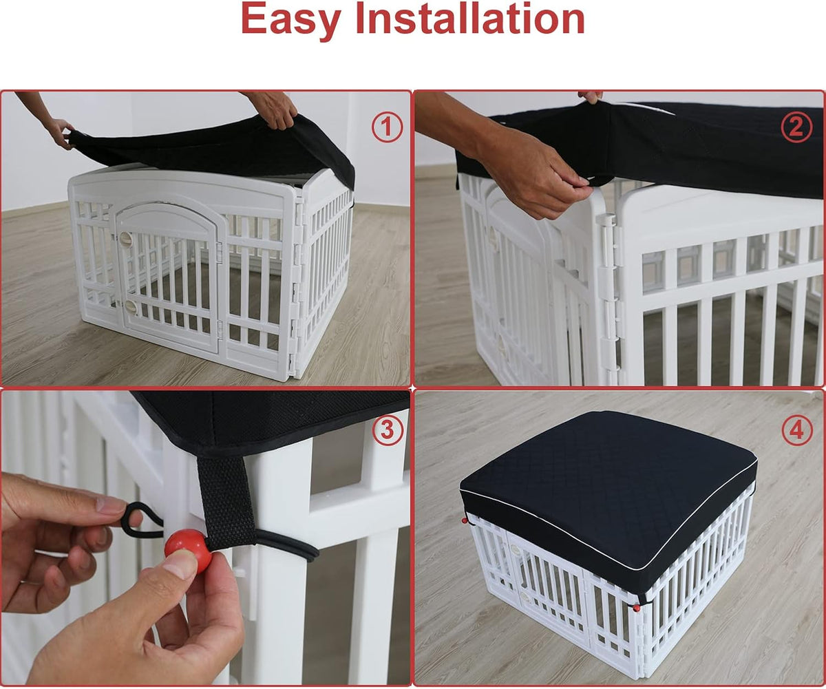 Dog Pen Cover Dog Playpen Cover for Pets,Provide Shade and Security for Indoor Outdoor Dog Pen,Pet Playpen Cover Fits 35