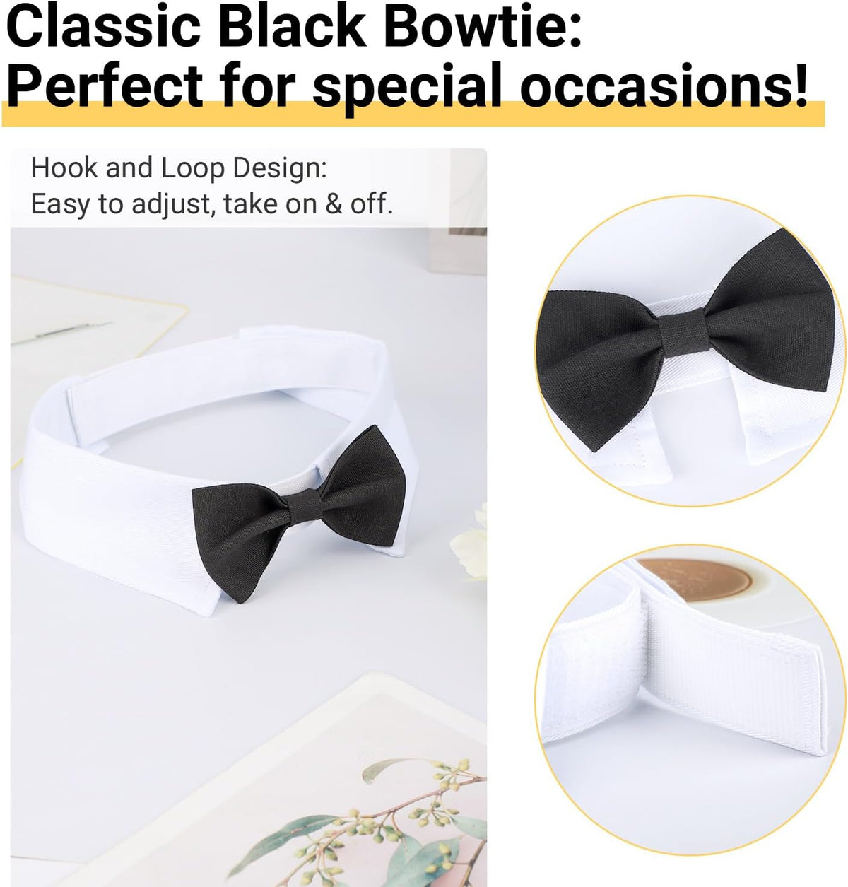 Segarty Dog Bow Tie for Neck Girths 16.5-21.2 in, Adjustable Bowtie Collar for Extra Large Dogs, Dog Neck Tie Tuxedo Com