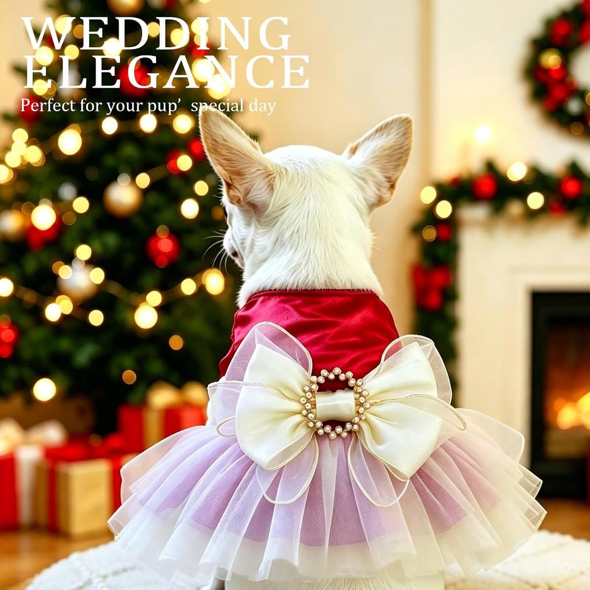 Christmas Dog Dress Girl Princess Dresses for Small Medium Dogs