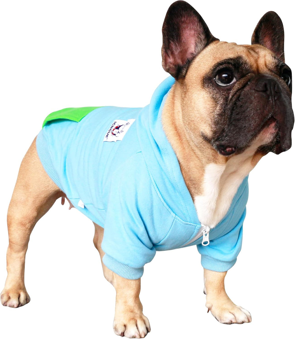 French Bulldog Pug Zipper Pocket Hoodies Clothes Black - Large