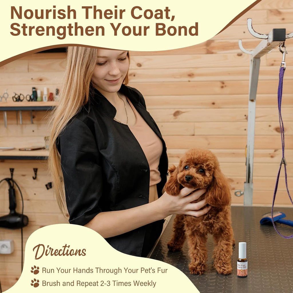 Pet Fur Care Oil - Detangles, Reduces Shedding - Adds Shine with Collagen & Natural Oils - Leave-in Conditioner for Dogs