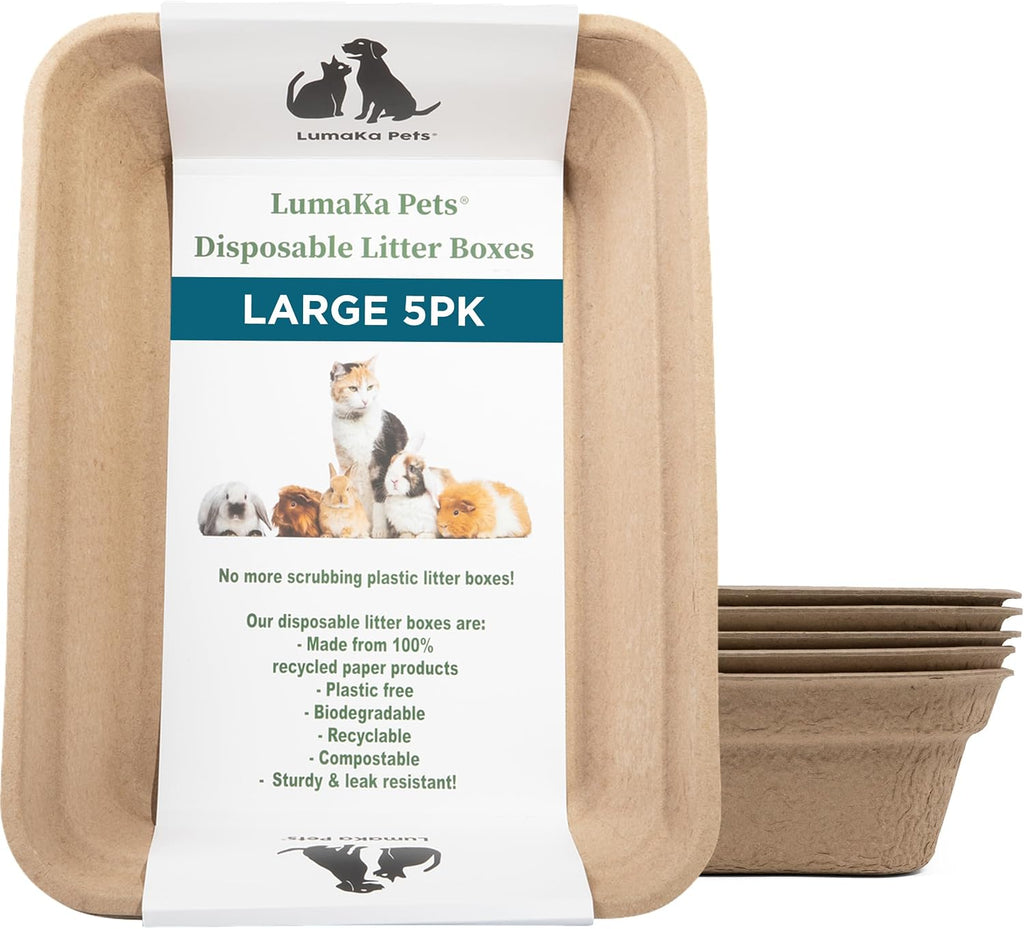 Disposable Cat Litter Box, 5-Pack (Jumbo) – Extra Thick & Sturdy, Leak Resistant, No Scrubbing, Odor Resistant, Biodegra