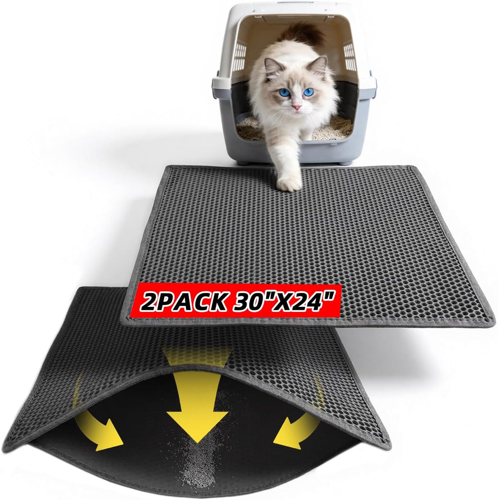 Cat Litter Mat, 30"x24", Waterproof, Easy to Clean (Grey-1Pack)