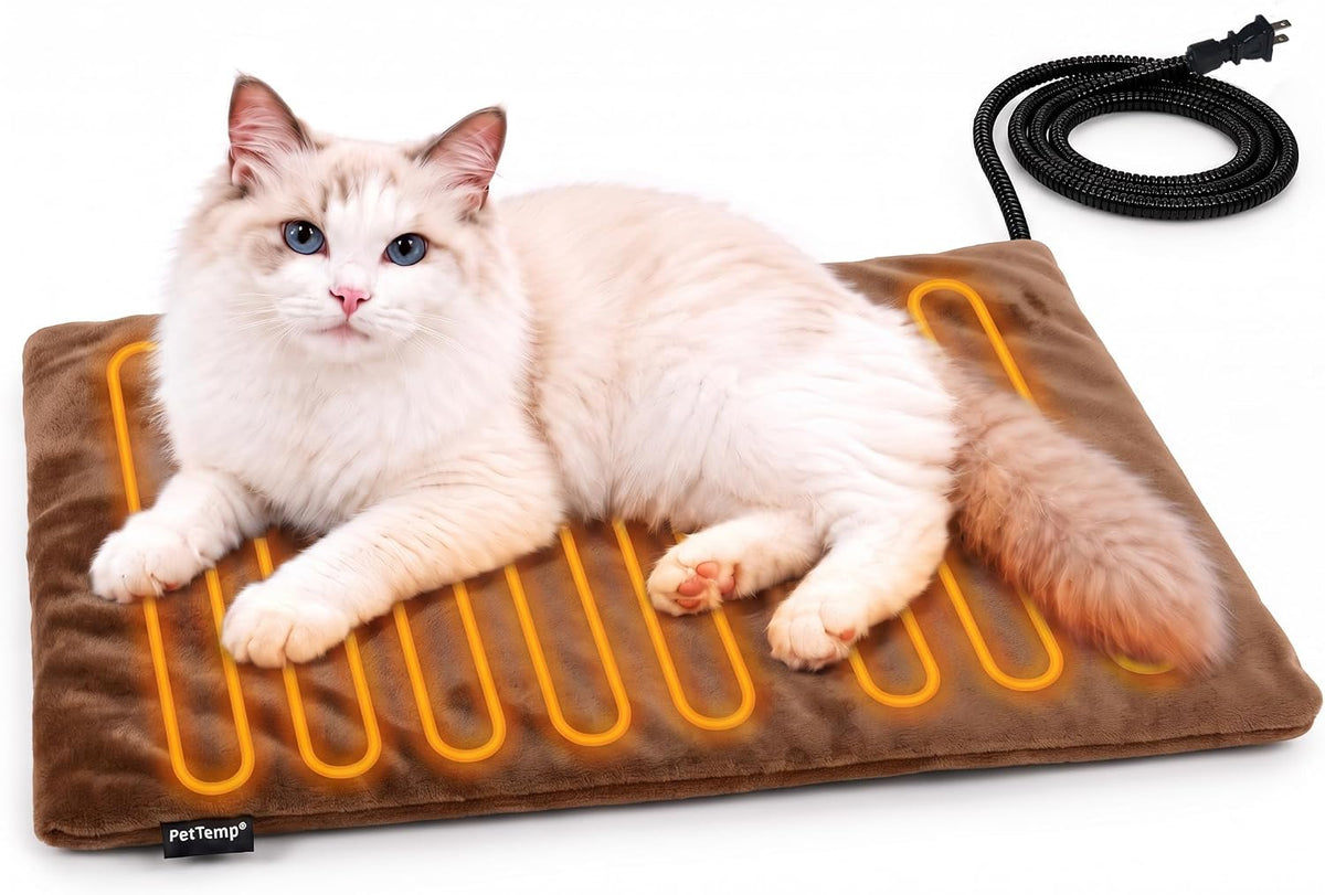 Cat Heating Pad, Heated Cat Bed, MET Safety Listed, Constant Warmth, Brown