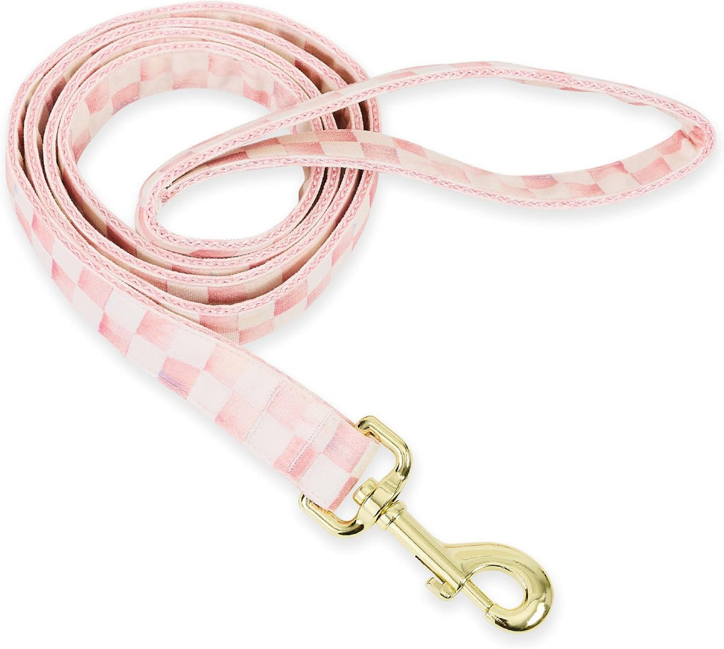 MACKENZIE-CHILDS Dog Leash, 60" Long, Pink-and-White Rosy Check