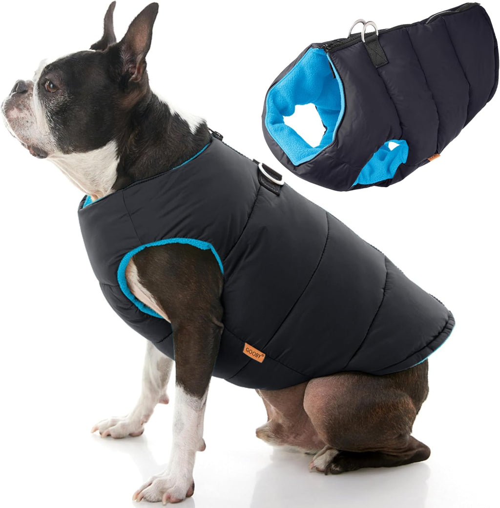 Gooby Dog Vest Jacket - Purple, Medium - Water Resistant Fleece Dog Vest with Dual D Ring Leash - Small Dog Sweater for 