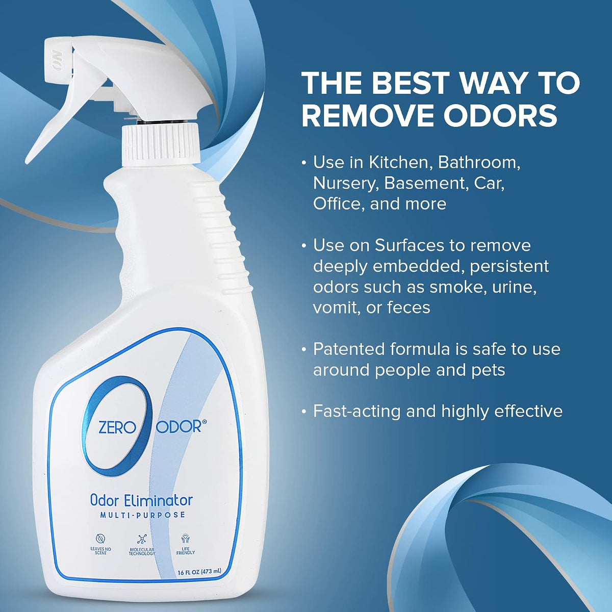 Zero Odor Multi-Purpose Odor Eliminator, Fabric & Room Deodorizer, 16 oz