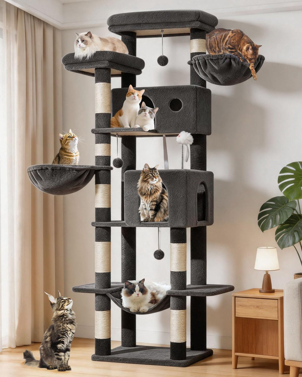 Taoqimiao 79in Cat Tree, Tall Large Cat Tower for Indoor Adult Cats S10W
