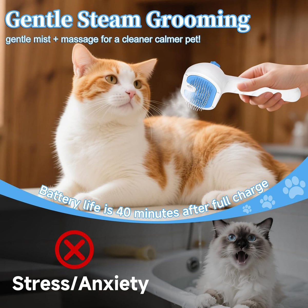 Cat Brush for Shedding,Pet Steam Brush for Cat