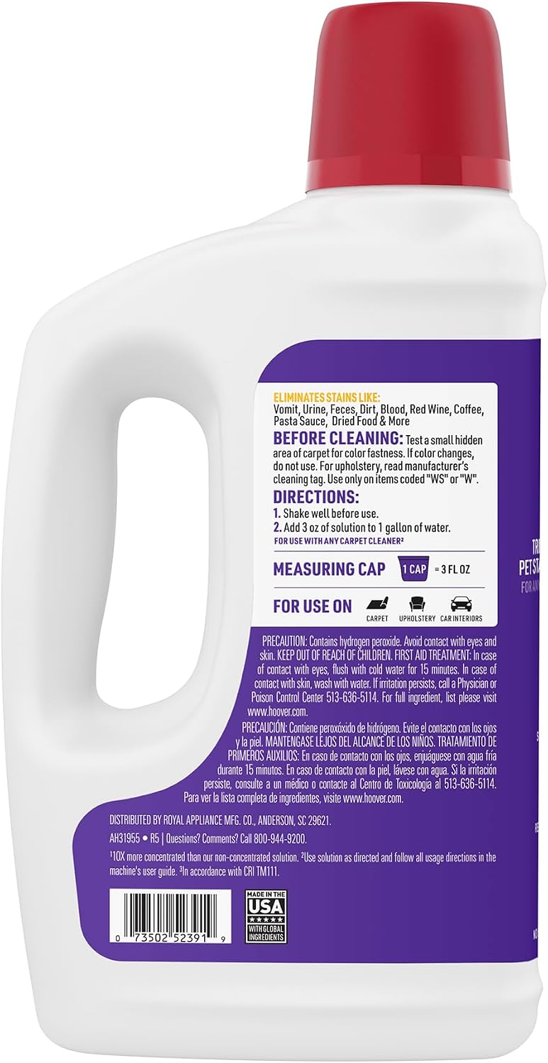 Hoover Oxy Pet Carpet Cleaner Solution, 50 oz., Ocean Breeze Scent