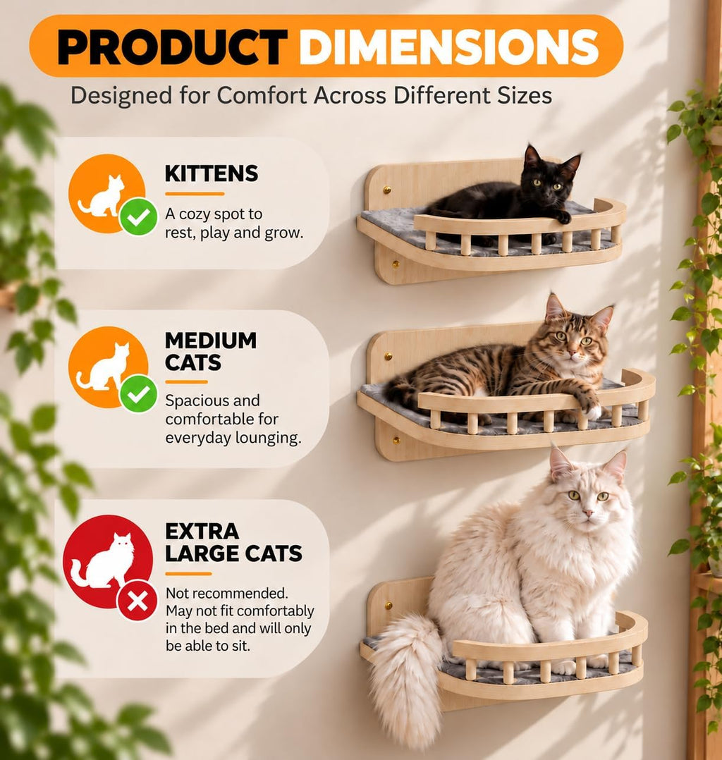 Cat Wall Shelves, Modern Cat Wall Furniture for Indoor Cats