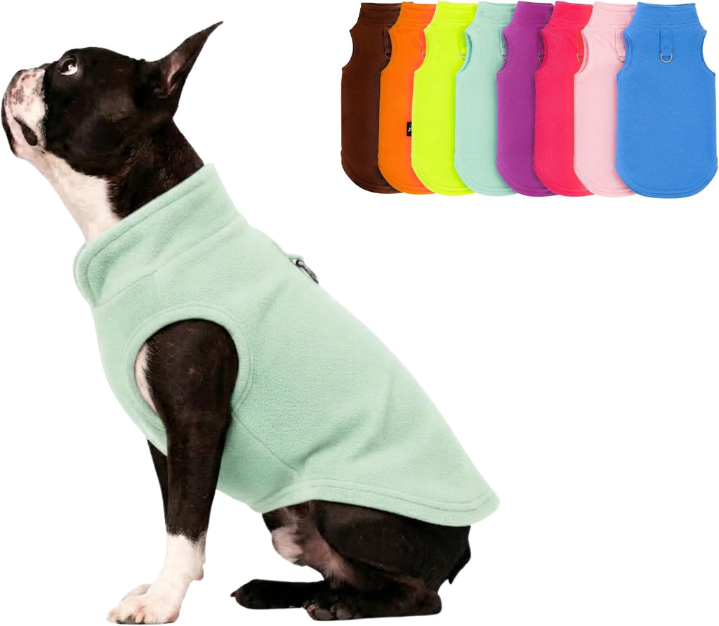 Dog Fleece Vest Sweater with Leash Ring, Purple Medium (6-10lbs)