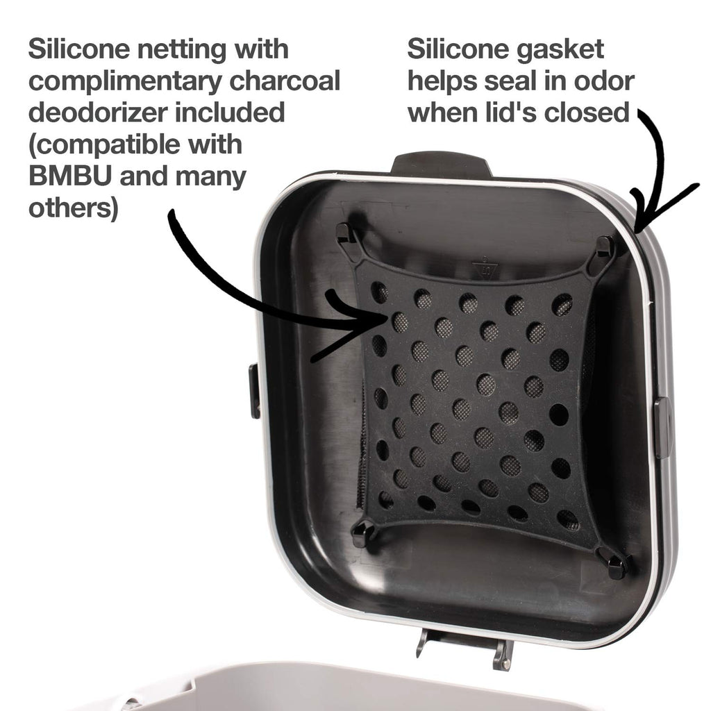 PetFusion Portable Cat Litter Disposal; Innovative Dog Poop Trash Can with Locking Handle, included Deodorizer; Built-in