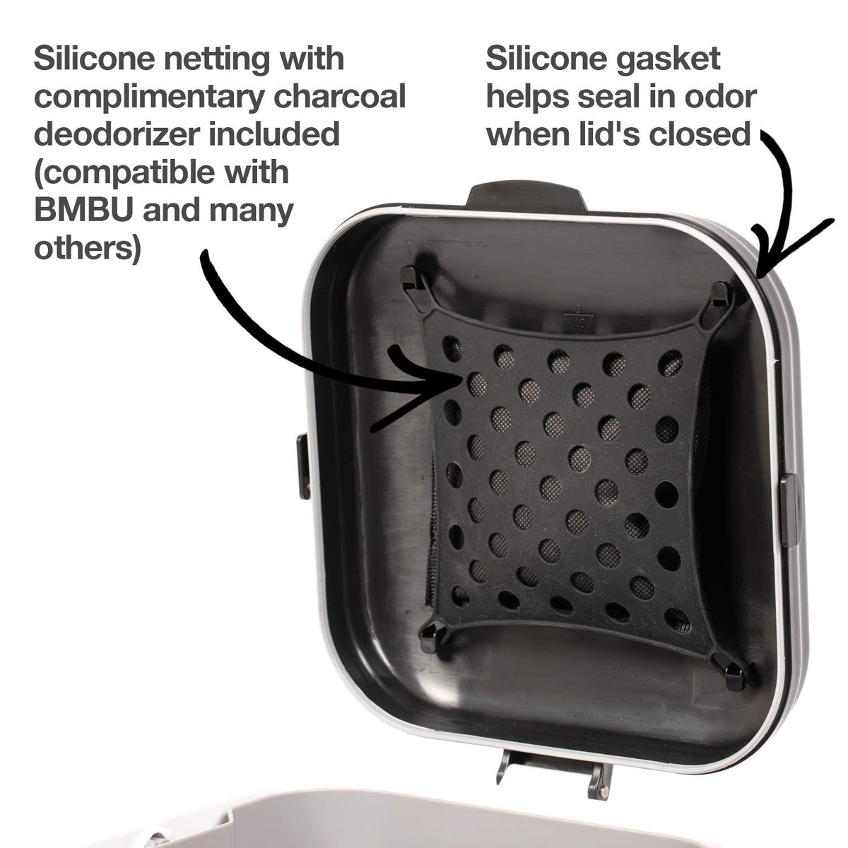 PetFusion Portable Cat Litter Disposal; Innovative Dog Poop Trash Can with Locking Handle, included Deodorizer; Built-in