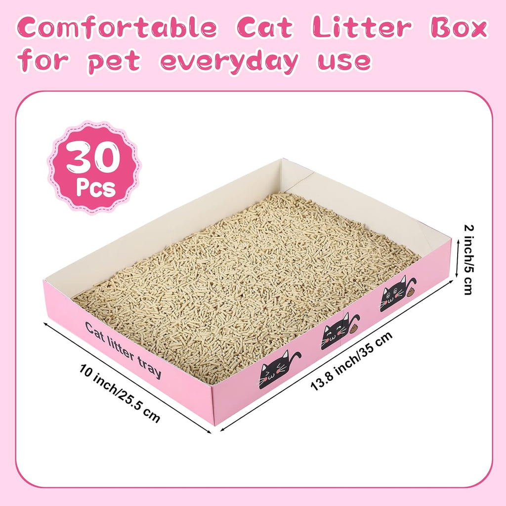 Amyhill 30 Pack Disposable Cat Litter Box Paper Pet Trays,Pink