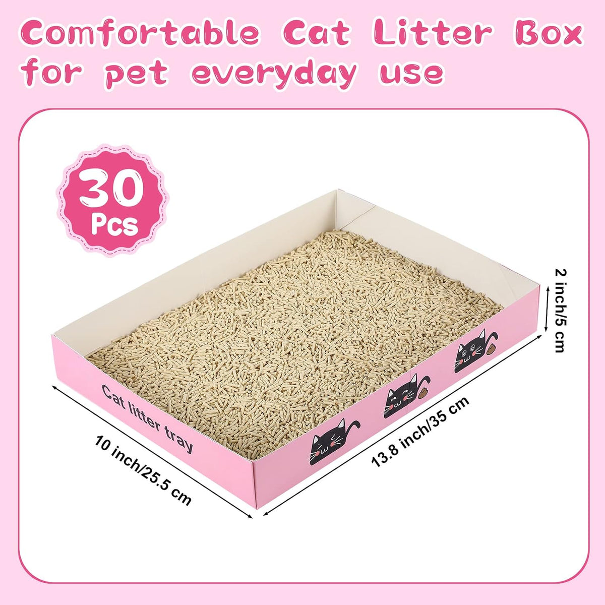 Amyhill 30 Pack Disposable Cat Litter Box Paper Pet Trays,Pink