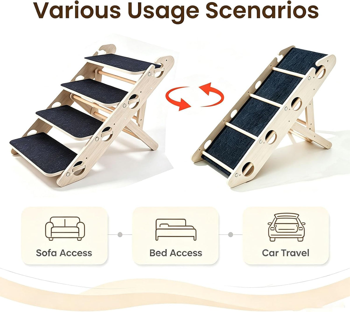 Foldable Dog Stairs for Bed, 4-Step Pet Stairs for Large Dogs