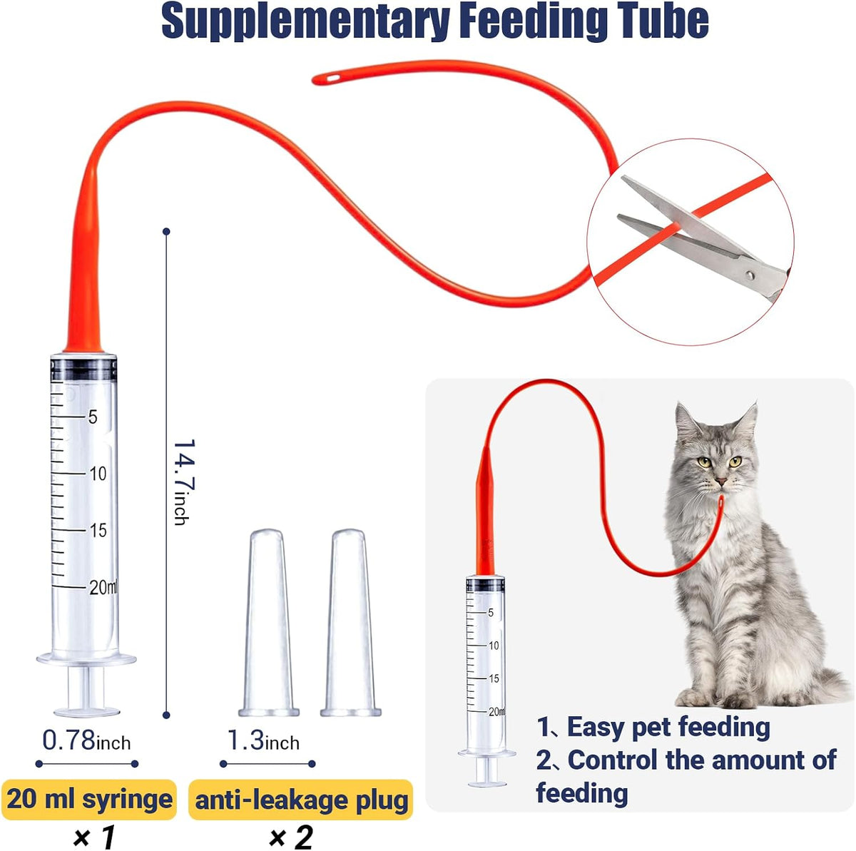 Newborn Puppy Kitten Small Animal Sterile Mucus Extractor Suction Catheter, Animal Kid Puppy Kitten Tube Feeding Kit 8 F