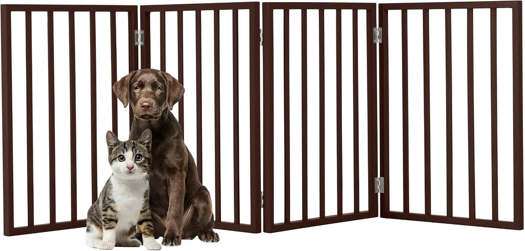 Pet Gate - 3-Panel Indoor Foldable Dog Fence for Stairs, Hallways, or Doorways - 55x24-Inch Retractable Freestanding Dog