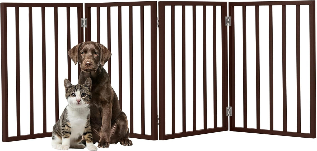 Pet Gate - 3-Panel Indoor Foldable Dog Fence for Stairs, Hallways, or Doorways - 55x24-Inch Retractable Freestanding Dog