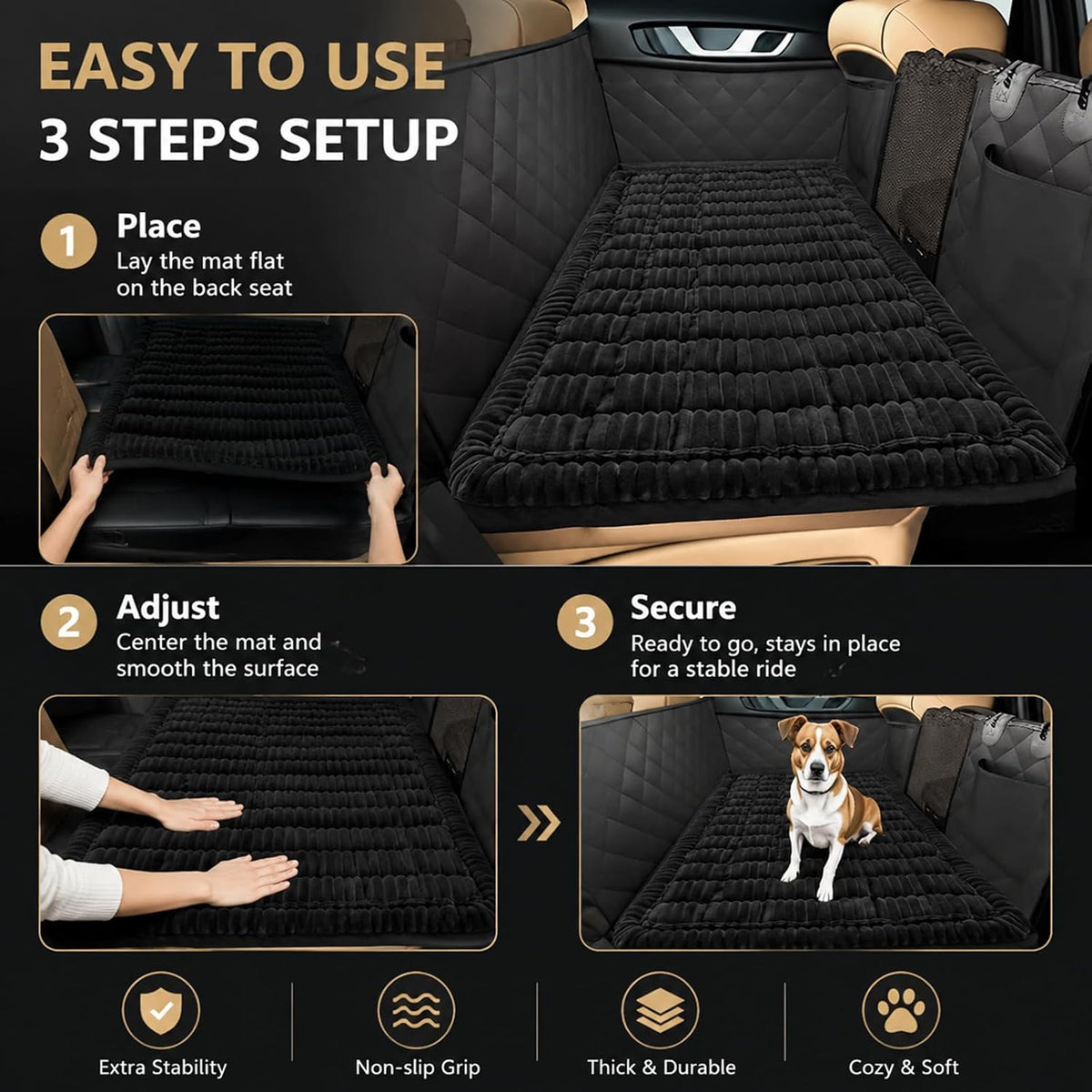 54"x25" Soft Dog Seat Cover Backseat Bed Mat Non-Slip Waterproof (Grey)