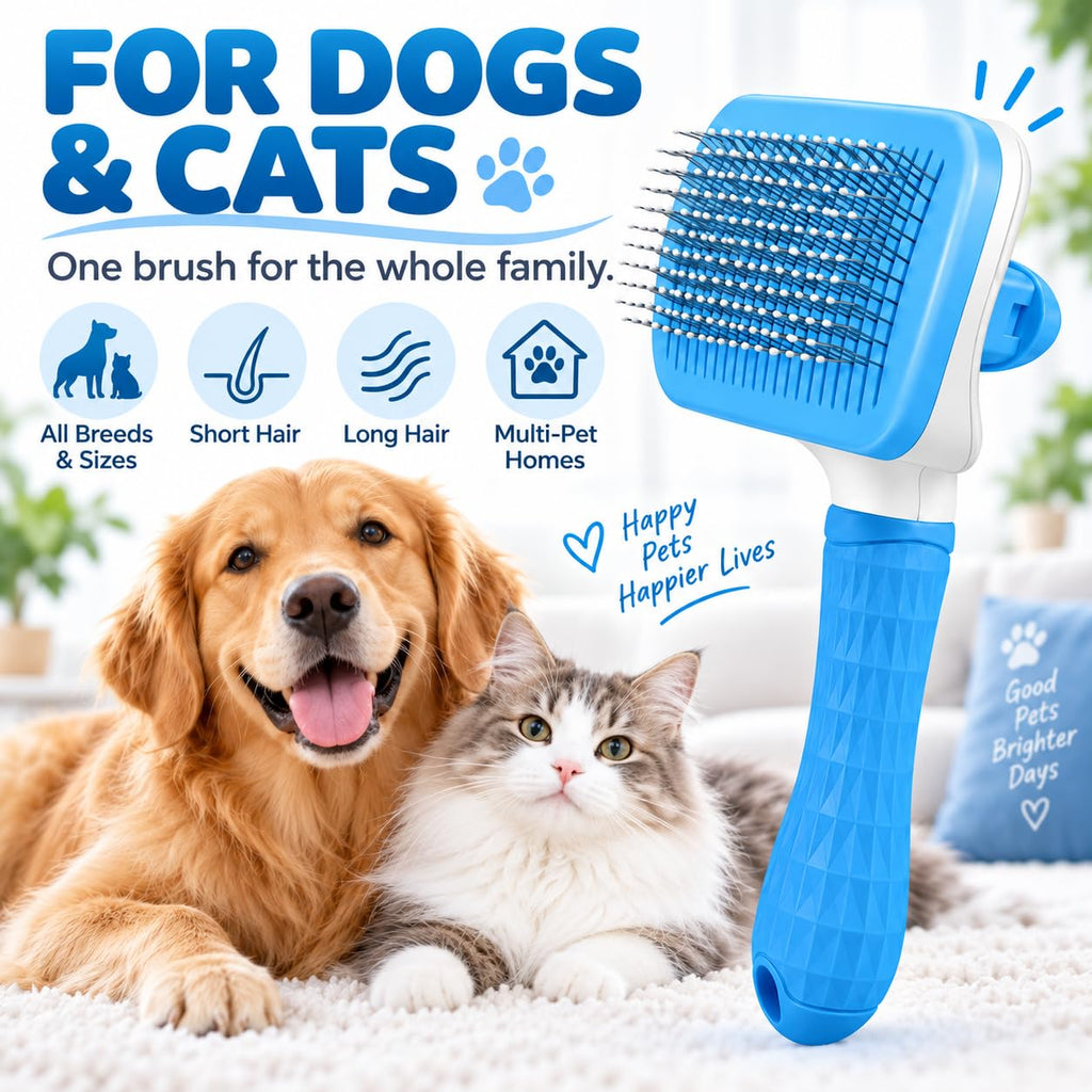 Dog & Cat Slicker Brush, Pet Grooming Brush with Rounded Tips
