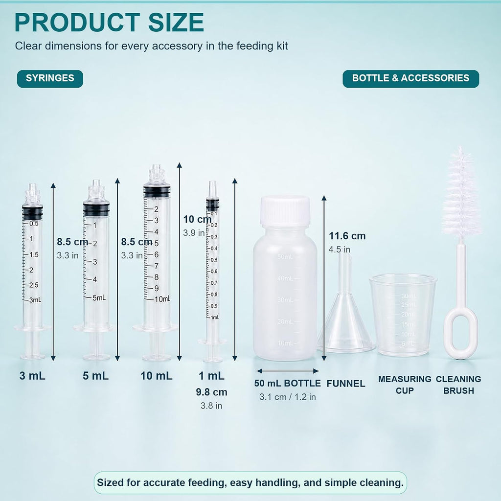 15 Pcs Pet Nursing Kit for Newborn Kittens,Puppies,Rabbits and Other Small Animals,Newborn Cat Bottle Feeding Set Includ
