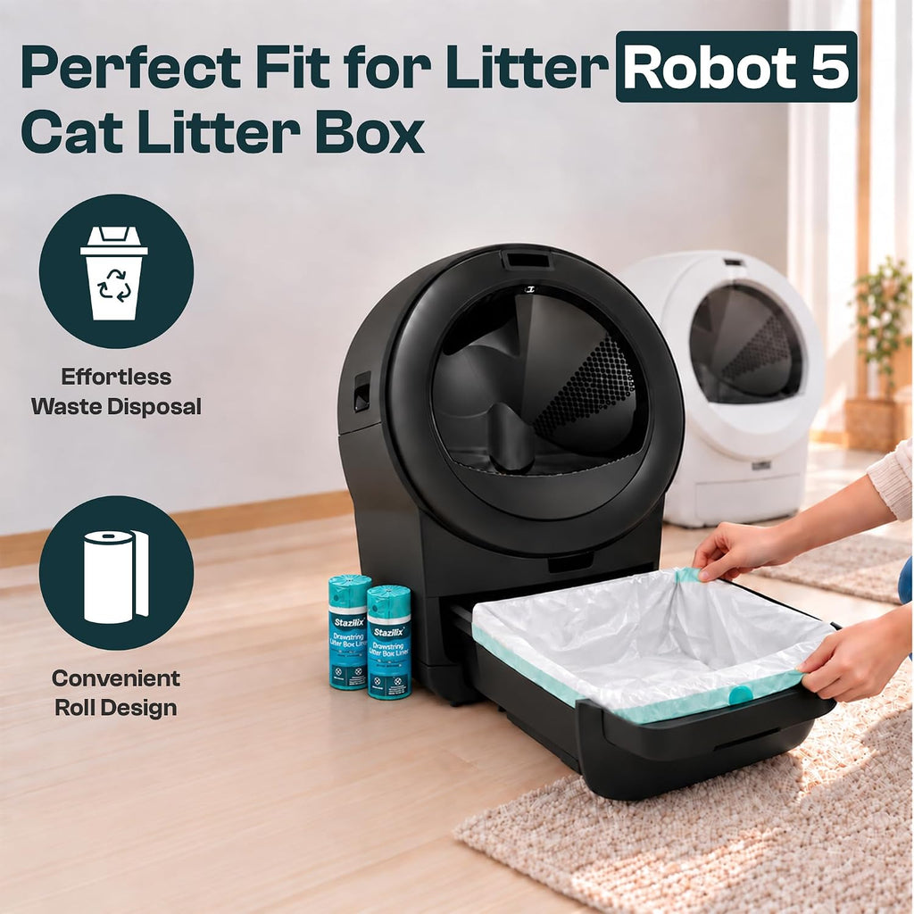 Extra Thick Litter Liners Compatible With Robot 5 Litter Box , 100 Bags