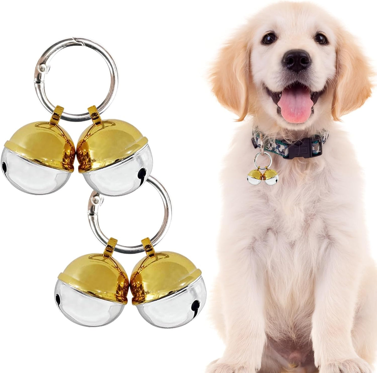Bells for Dog Collars with Easy Clip Clasps, Suitable for Medium to Large Dogs, Extra Loud Pet Tracker, Durable Collar C