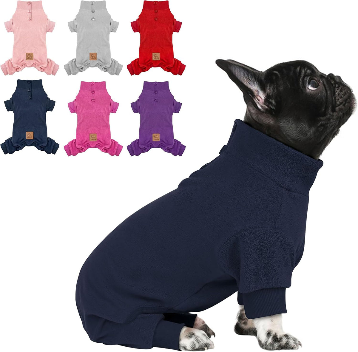 FLeece Dog Pajamas Warm Dog Coats for Small Dogs Onesie, Navy, S