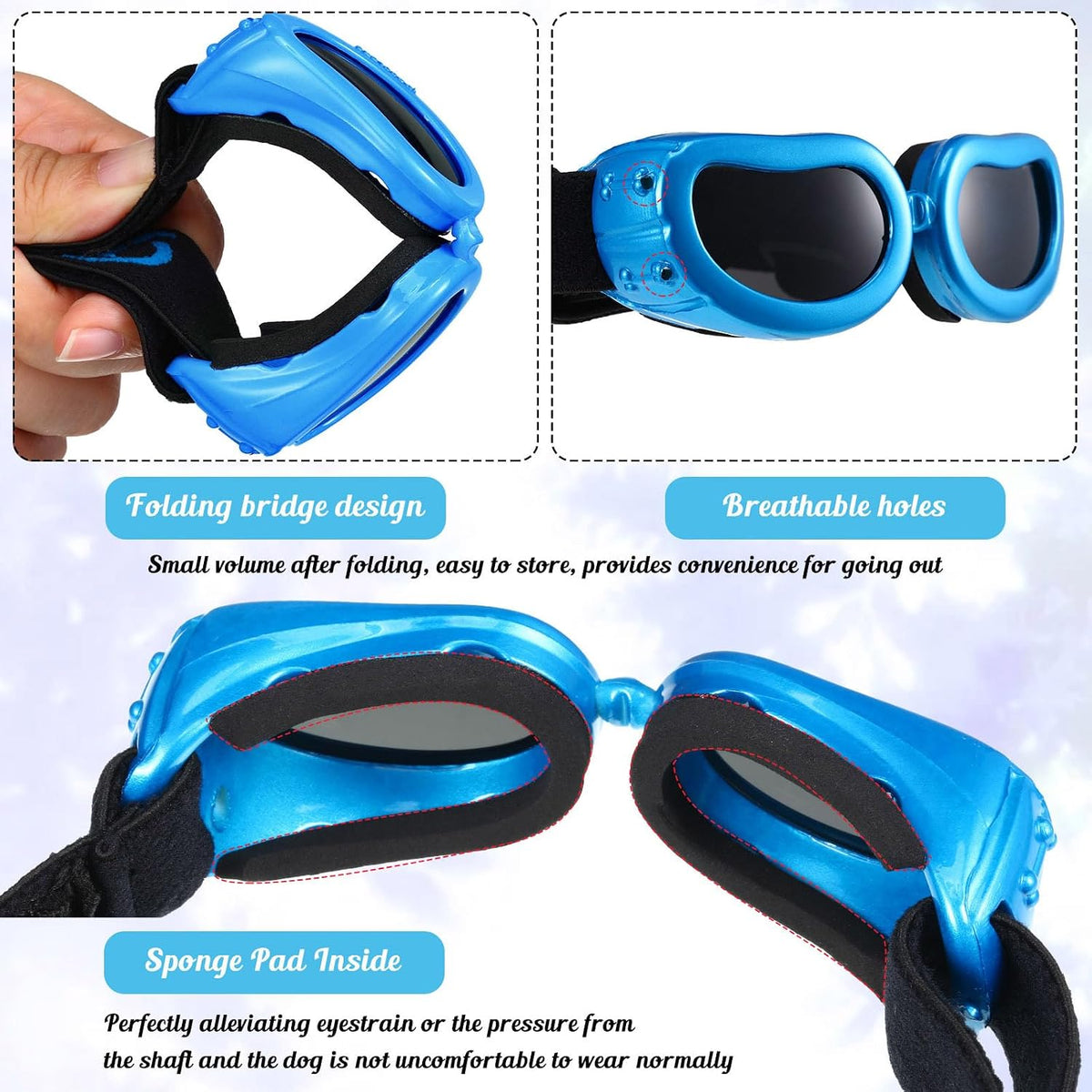 Frienda Dog Helmet and Goggles, UV Protection Doggy Sunglasses and 4 Inch Padded Puppy Motorcycle Helmet Adorable Dog Go