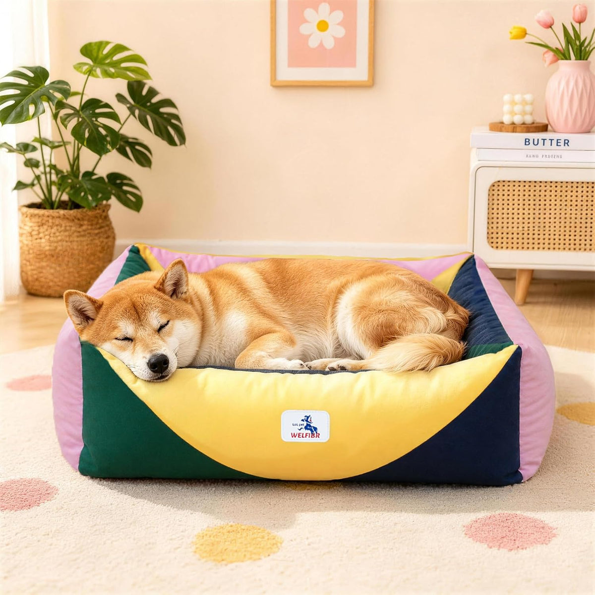 Cotton Canvas Dog Bed(290gsm Thick), 24"x20"x8" Washable Waterproof