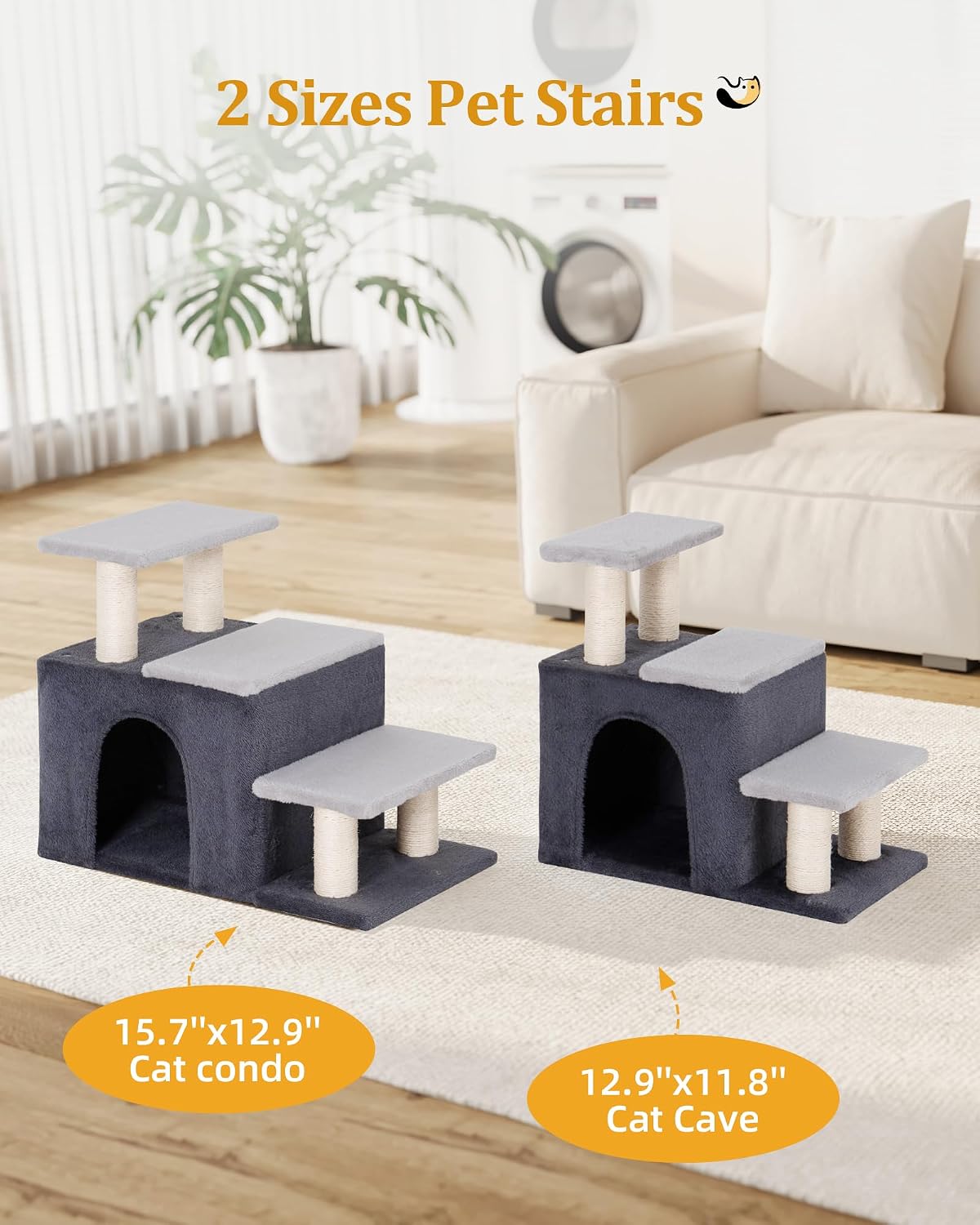 3-in-1 Pet Stairs for Cats, Dog Steps for Small Doggie Rabbits