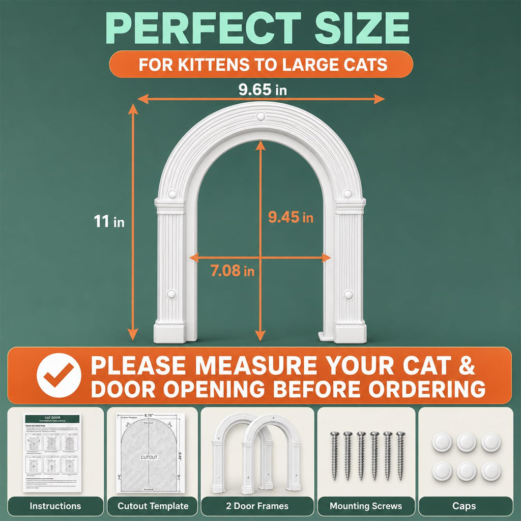Cat Door Interior Doors Large - No-Flap, Fits Cats Up to 25 lbs