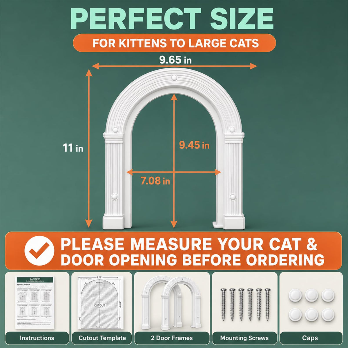 Cat Door Interior Doors Large - No-Flap, Fits Cats Up to 25 lbs